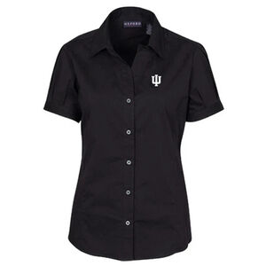 NEW Oxford Women's NCAA IU Indiana Hoosiers Solid Cap Sleeve Black Blouse Sz. 1X